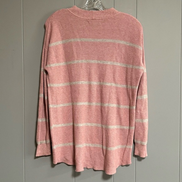 AMERICAN EAGLE Jegging Fit Pink and Light Gray Stripe Sweater Size Large - Picture 2 of 6